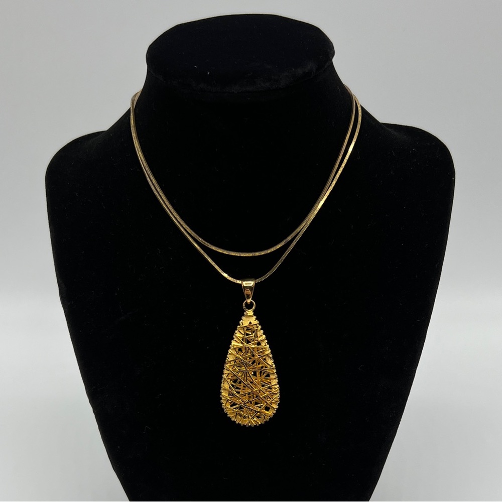 925 Italy Gold Necklace with Tear Drop Pendant